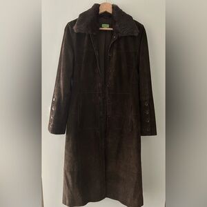 Beautiful Long Brown Suede Trench Coat